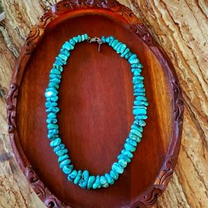 Peyote Bird Turquoise nugget and sterling silver necklace